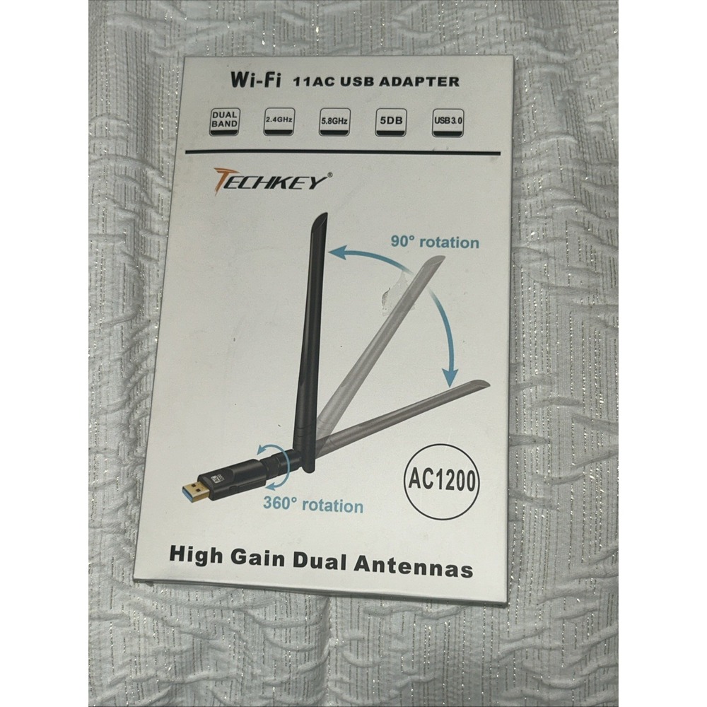 TECHKEY High Gain 5dbi Dualband WiFi USB 3.0 Adapter AC1200
